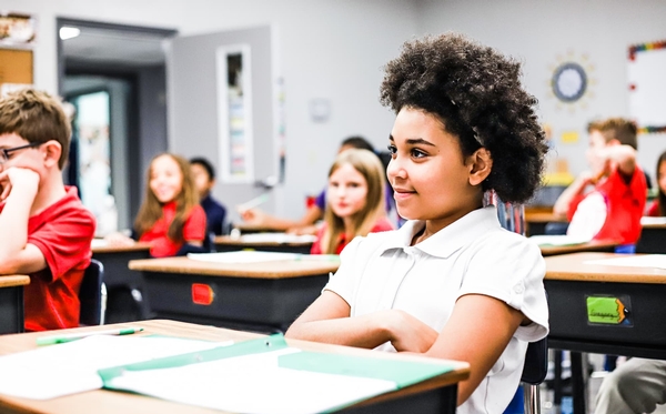 Lower school students in a classroom.